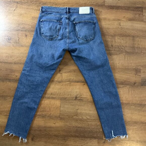 Zara High Rise Raw Hem Straight Jeans Women’s Size 32 - Picture 6 of 6